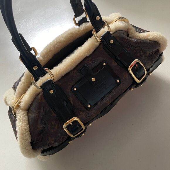 Louis Vuitton Handbags - Louis Vuitton Shearling Leather Satchel Bag Vintage Monogram Handbag RARE Brown